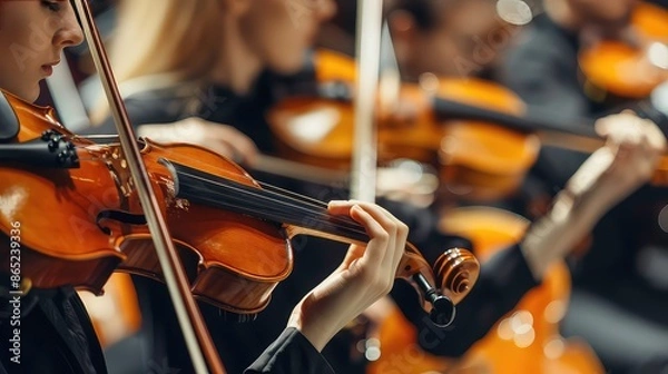 Fototapeta instruments musical orchestra violin fiddle instrument close up closeup cello black detail string classical music classic symphony viola violinist.