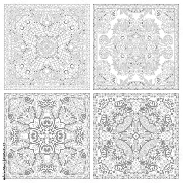 Fototapeta unique coloring book square page set for adults