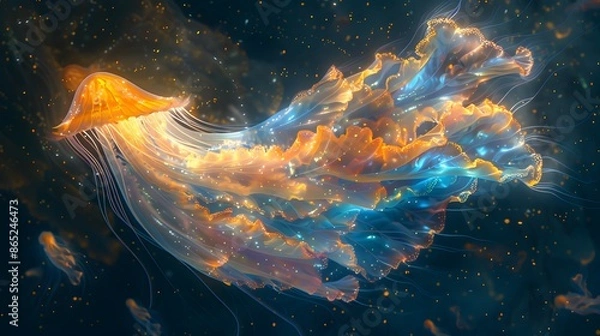 Fototapeta Lights of space and sea blend in a cosmic symphony