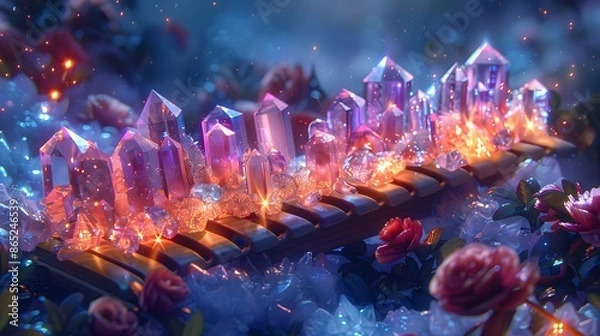 Fototapeta Nighttime cityscape illuminated by fireworks