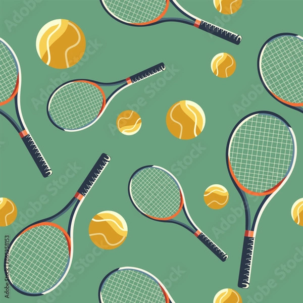Fototapeta Vector Pattern Sport Game Tennis Ball Racket Club