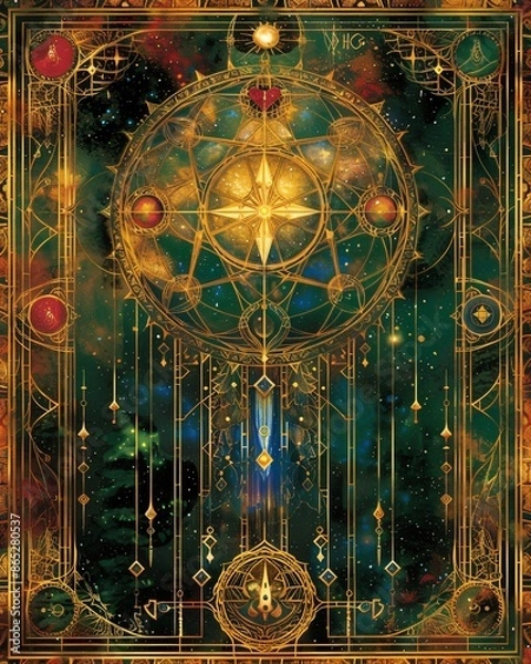 Fototapeta vintage style Astrological background features universe symbols, constellation, galaxy, wall art, wallpaper, tapestry