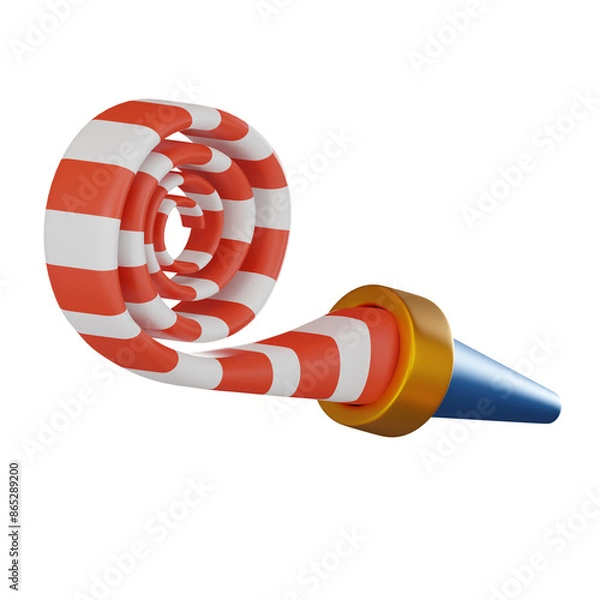 Fototapeta Party Essentials Rolled Paper Noisemaker for Celebrations. 3D Render