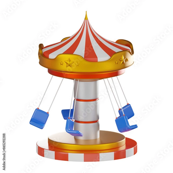Fototapeta Carnival Delight of a Colorful Carousel Chair. 3D Render
