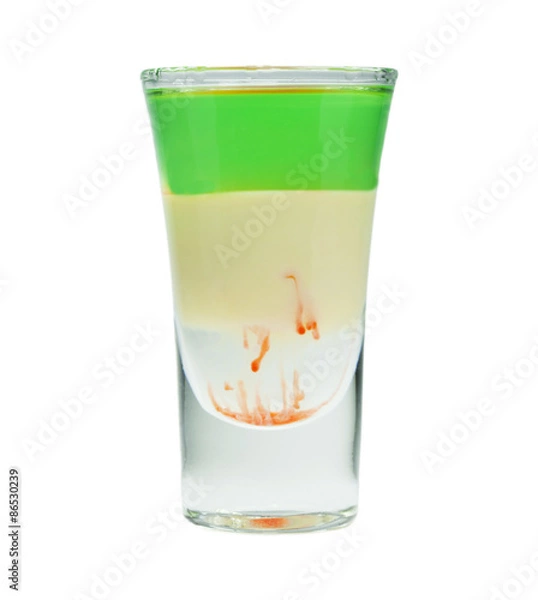 Obraz Alcoholic cocktail in shot glass isolated on white