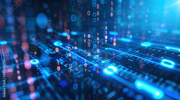 Obraz Abstract binary numbers concept for tech background. Generative AI