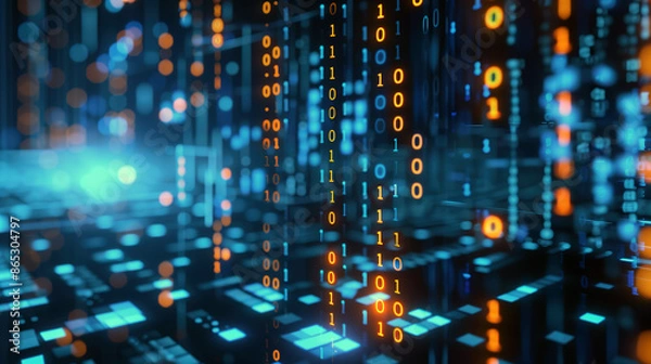 Obraz Abstract binary numbers concept for tech background. Generative AI