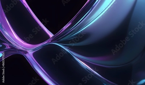 Fototapeta abstract neon wave colorful holographic 3d background image