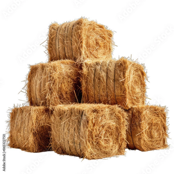 Obraz A stack of hay bales isolated on a transparent background.
