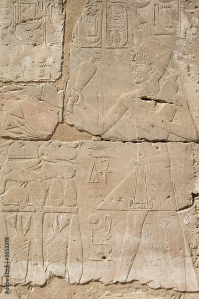 Fototapeta old egypt hieroglyphs carved on the stone