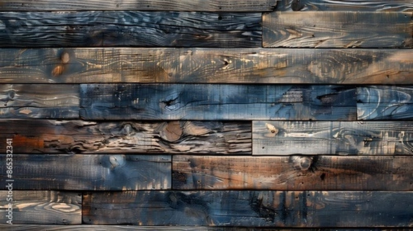 Fototapeta Rustic barn wood background featuring weathered and distressed wooden boards. The texture is rich with grain and knots, providing a natural and rugged appearance.