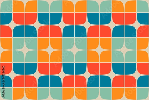 Obraz Geometric mid century modern style seamless pattern. vector background print.