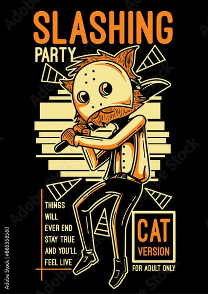 Fototapeta vector artwork slashing party cat