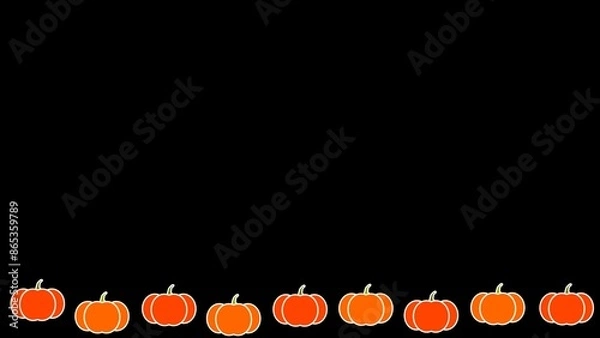 Fototapeta 9 Little Pumpkins On Black Background With Empty Space, For Stop Motion, Digital Art, Procreate Pocket