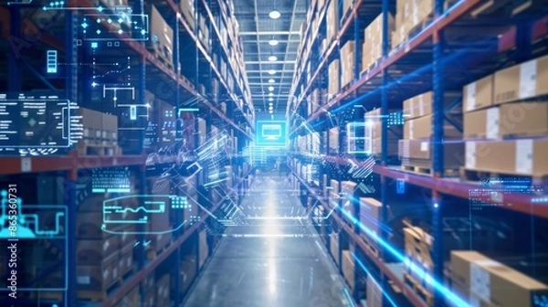 Fototapeta smart warehouse management system. digital high technology