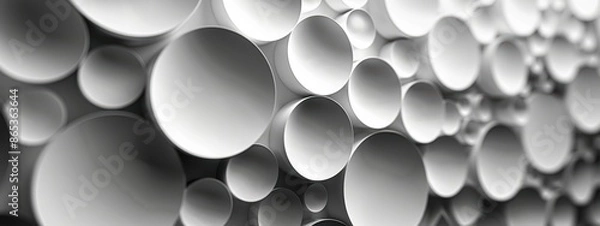 Fototapeta A minimalist background with a pattern of overlapping circles in shades of white.