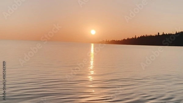 Fototapeta sunset over the river