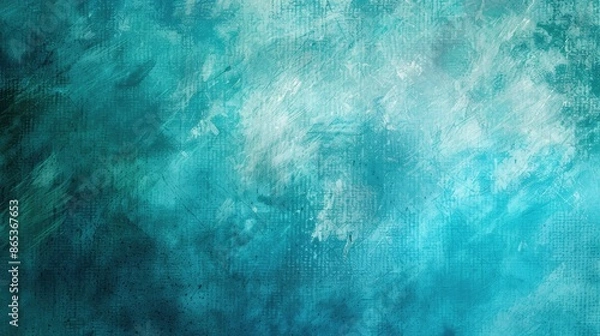 Fototapeta Abstract Teal Grunge Texture Background With Soft Wall Design