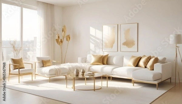 Fototapeta Photo interior modern design room 3d illustration