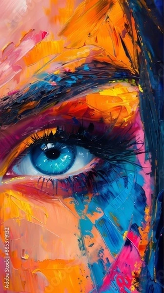Obraz Experience a vibrant eye artwork with bold expression, paint strokes, and vibrant hues on canvas