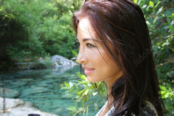 Fototapeta Beautiful brunette smiling