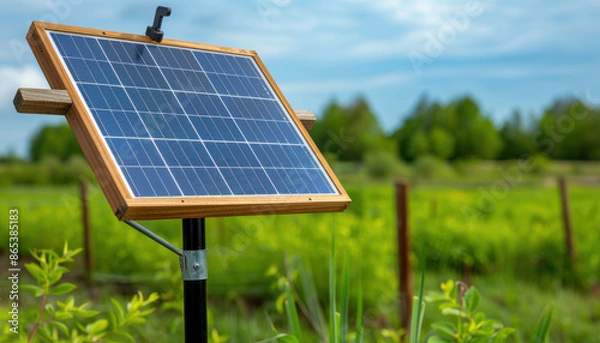 Obraz Solarpowered weather station in a remote area, solar energy, scientific and sustainable