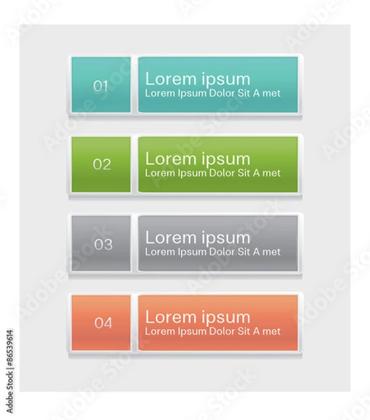 Fototapeta a set of rectangular multicolor buttons