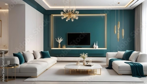 Fototapeta Photo interior modern design room 3d illustration