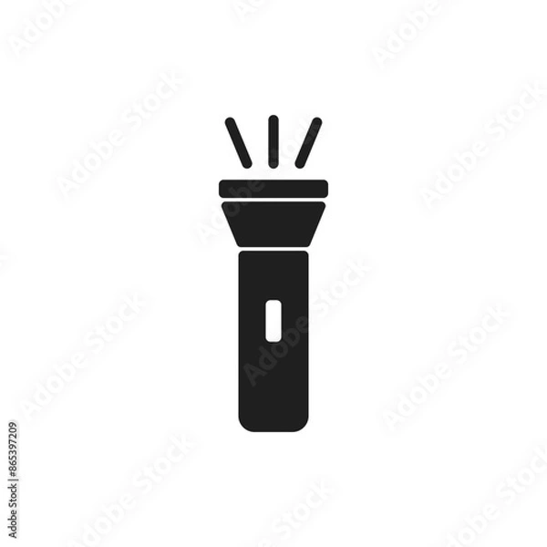 Obraz Black fashlight lantern icon on white background.
