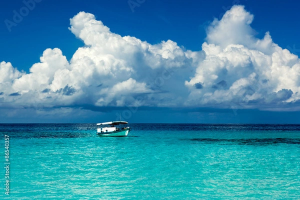 Obraz Boat in the lagoon of paradise in the Caribbean