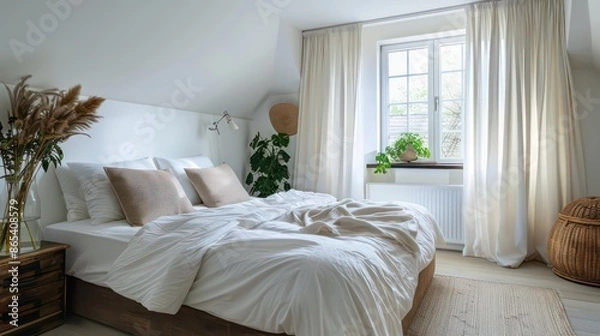 Fototapeta comfy home interior of a bedroom