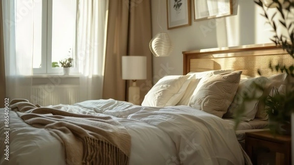 Obraz comfy home interior of a bedroom