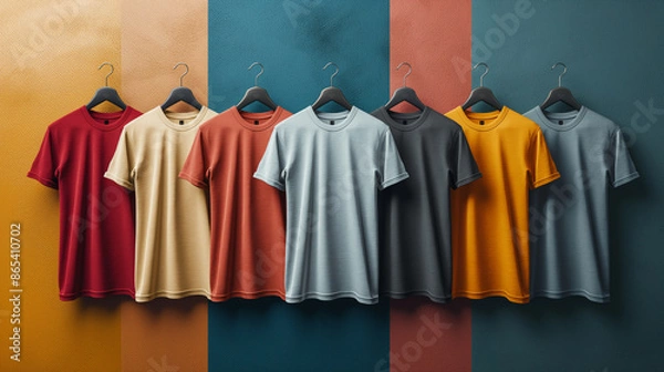 Fototapeta Vibrant T-Shirt Mock-up Collection on Colorful Backgrounds