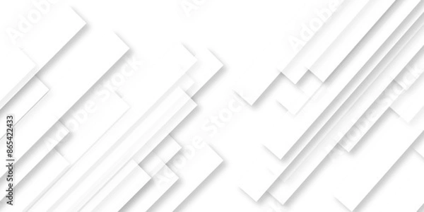 Fototapeta Modern Abstract white background design with layers of textured white transparent material in triangle and squares shapes. Abstract design Banner Pattern background template	