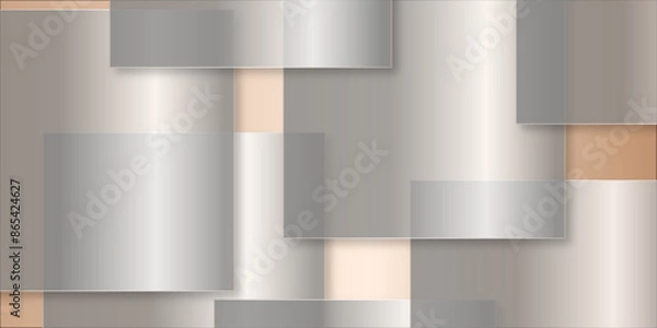 Fototapeta Silver color square frame layer abstract background paper cut cover design. Modern design Pattern style geometric abstract modern background used about technology or product presentation.	

