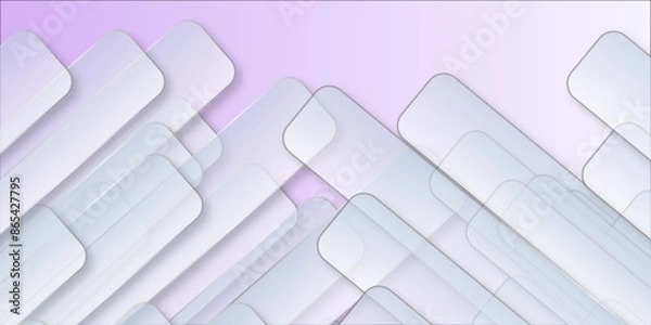 Fototapeta Minimal geometric white light banner background abstract design. Silver color square pattern on banner with shadow.Abstract grey geometric vector background with soft shadow on neutral light grey text