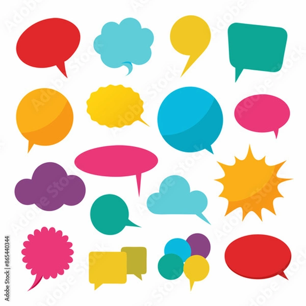 Obraz Many vibrant speech bubbles displayed against a plain white backdrop