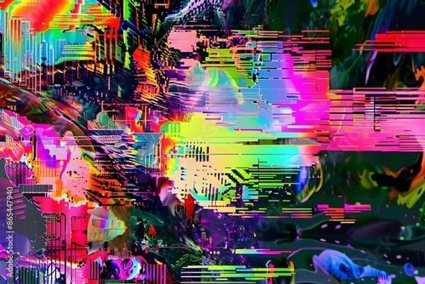 Fototapeta Abstract, colorful glitch background