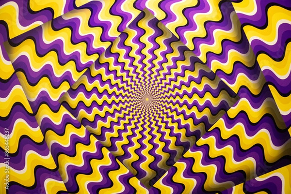 Fototapeta Optical illusion horizontal background. Abstract curves, geometric effect.