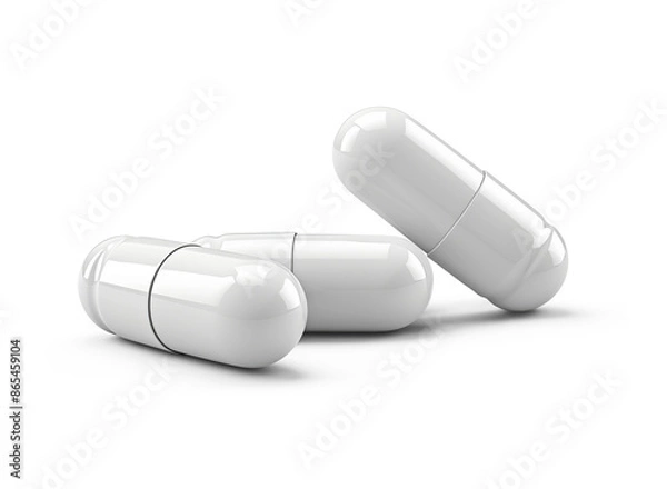 Obraz White medical capsules. Cut out on transparent
