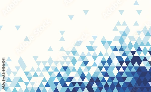 Fototapeta Abstract geometry triangle blue  mosaic texture on white background pattern.