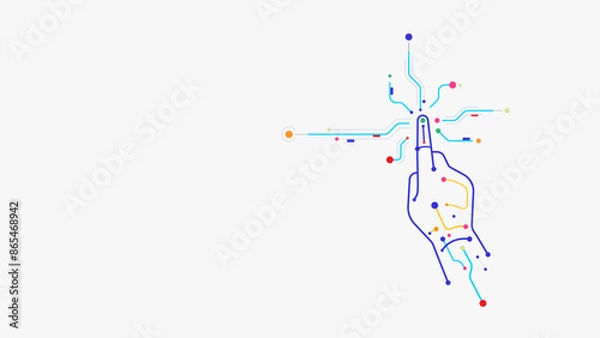 Fototapeta Digital hand touching tech connection future background