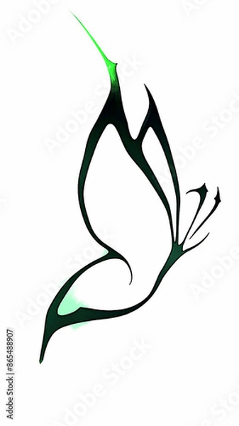 Obraz Illustration of a green butterfly on a white background - digitally rendered