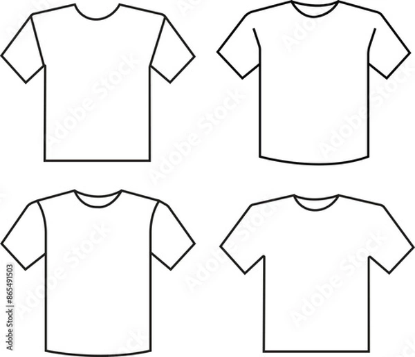 Fototapeta oversize crew neck t shirt line  set  vector illustration mens short sleeve drop shoulder t shirt front and back view technical cad drawing template