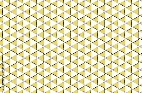 Fototapeta A background pattern of small triangles in yellow, blue and white