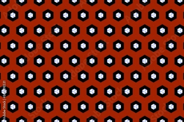 Fototapeta A background red and black patterned fabric with white dots