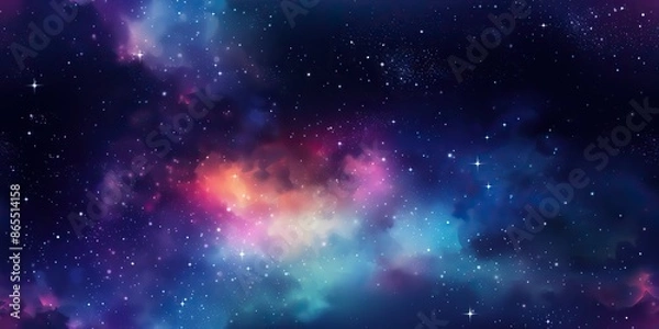 Fototapeta AI Generated. AI Generative. Color bright abstract space cosmic galaxy universe background with many stars decoration. Graphic Art
