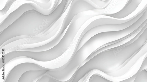 Fototapeta White light panel, background or banner made of waves ,3D abstract lines and curves, minimalist design, soft colors