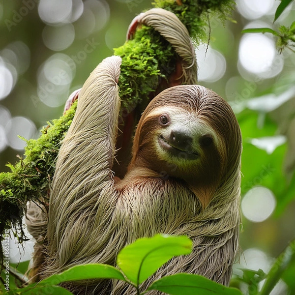 Fototapeta Sloth on a Tree Branch