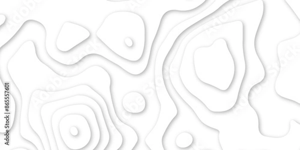 Fototapeta White topography 3d layers papercut design dropshadowed abstract contour map texture 3d design